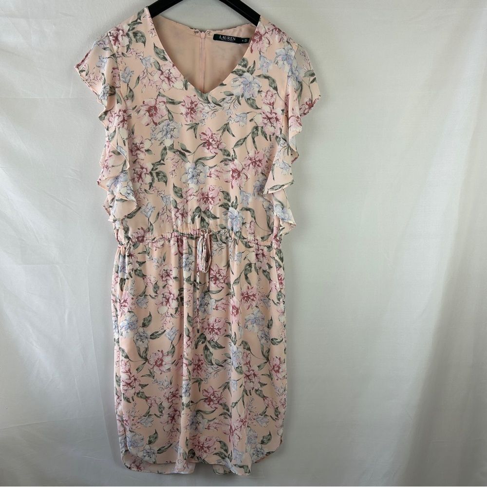 Lauren Ralph Lauren Floral Flutter Sleeve Dress Defined Waist dress fairy core 8